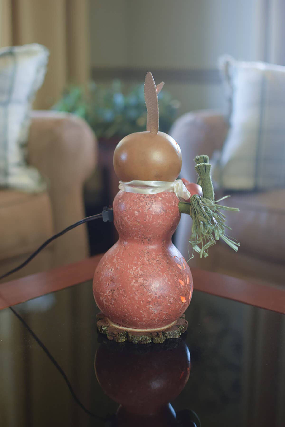 Willow Orange Bunny - Medium Lit Gourd Luminary