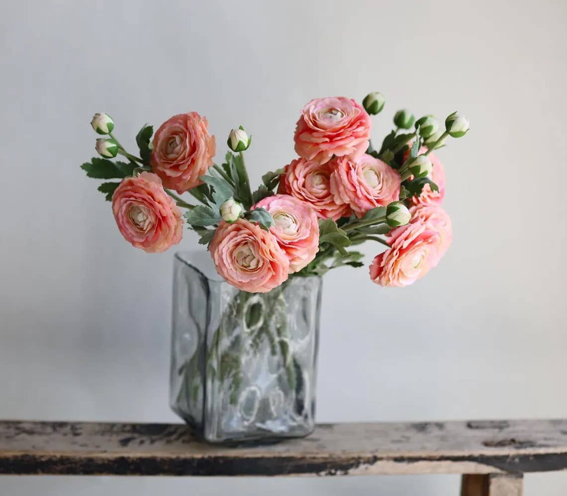 18"-Real Touch Ranunculus with 2 buds