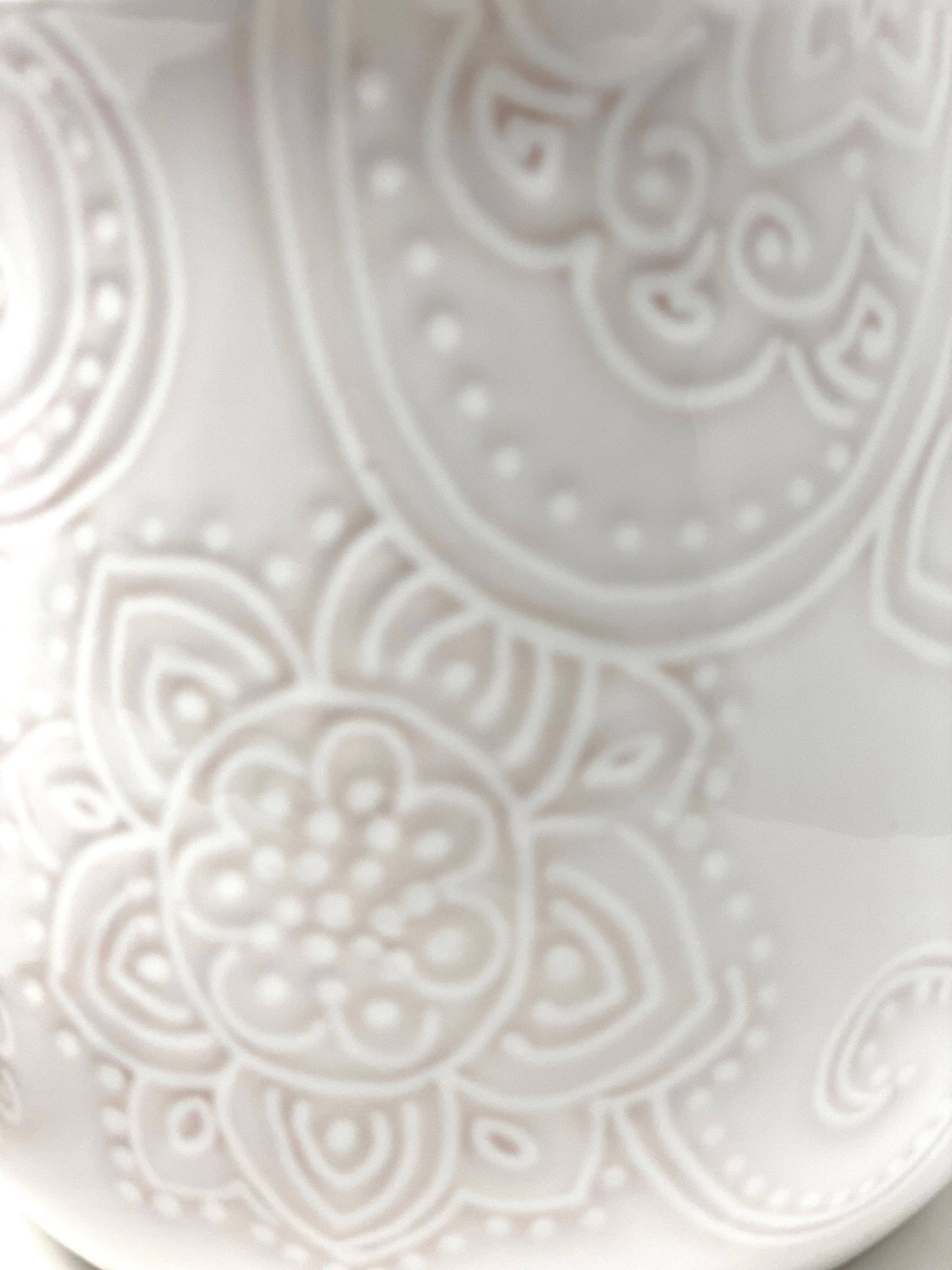 White Embossed Paisley Design Canister Set