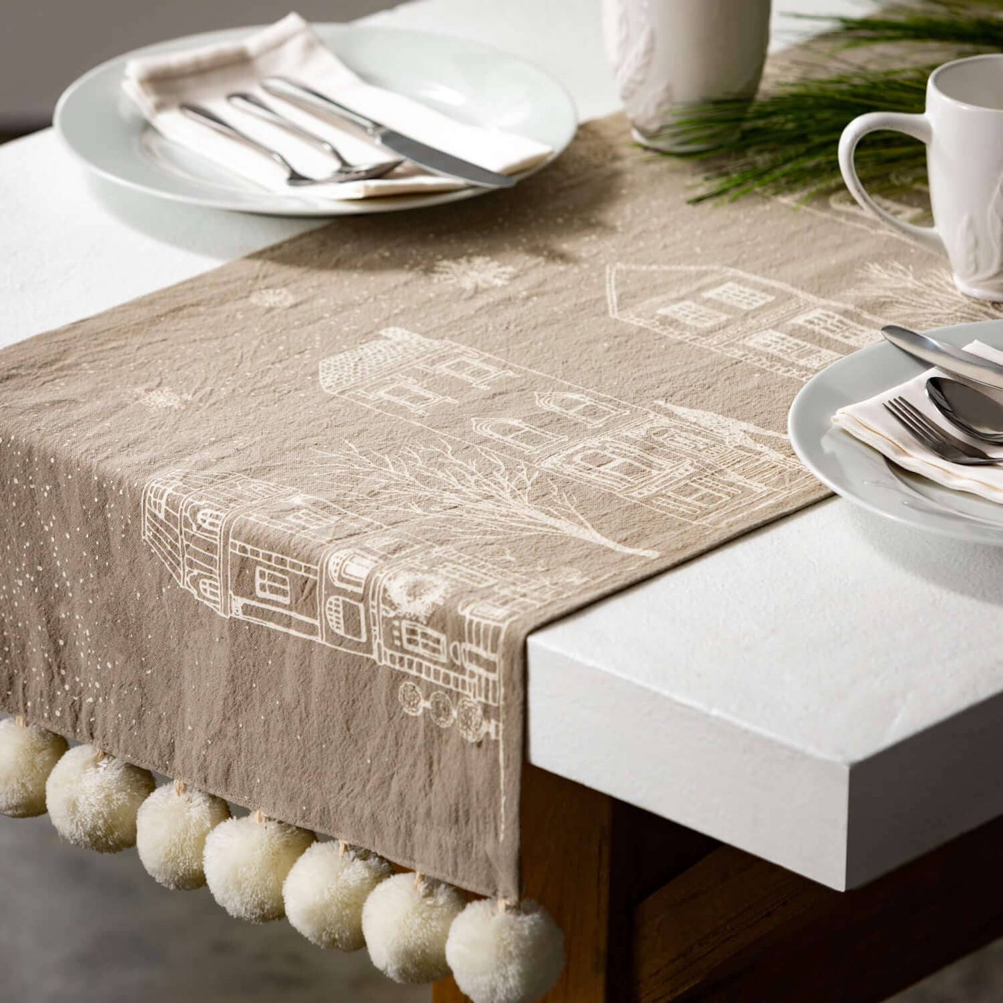 CHRISTMAS VILLAGE TABLE RUNNER