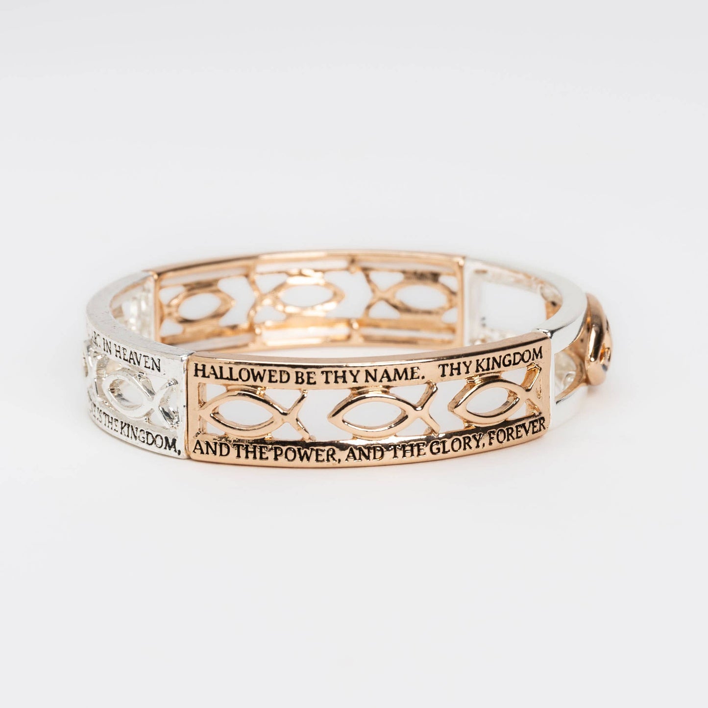 Two Toned Inspirational Nickel-Free Stretch Bracelets