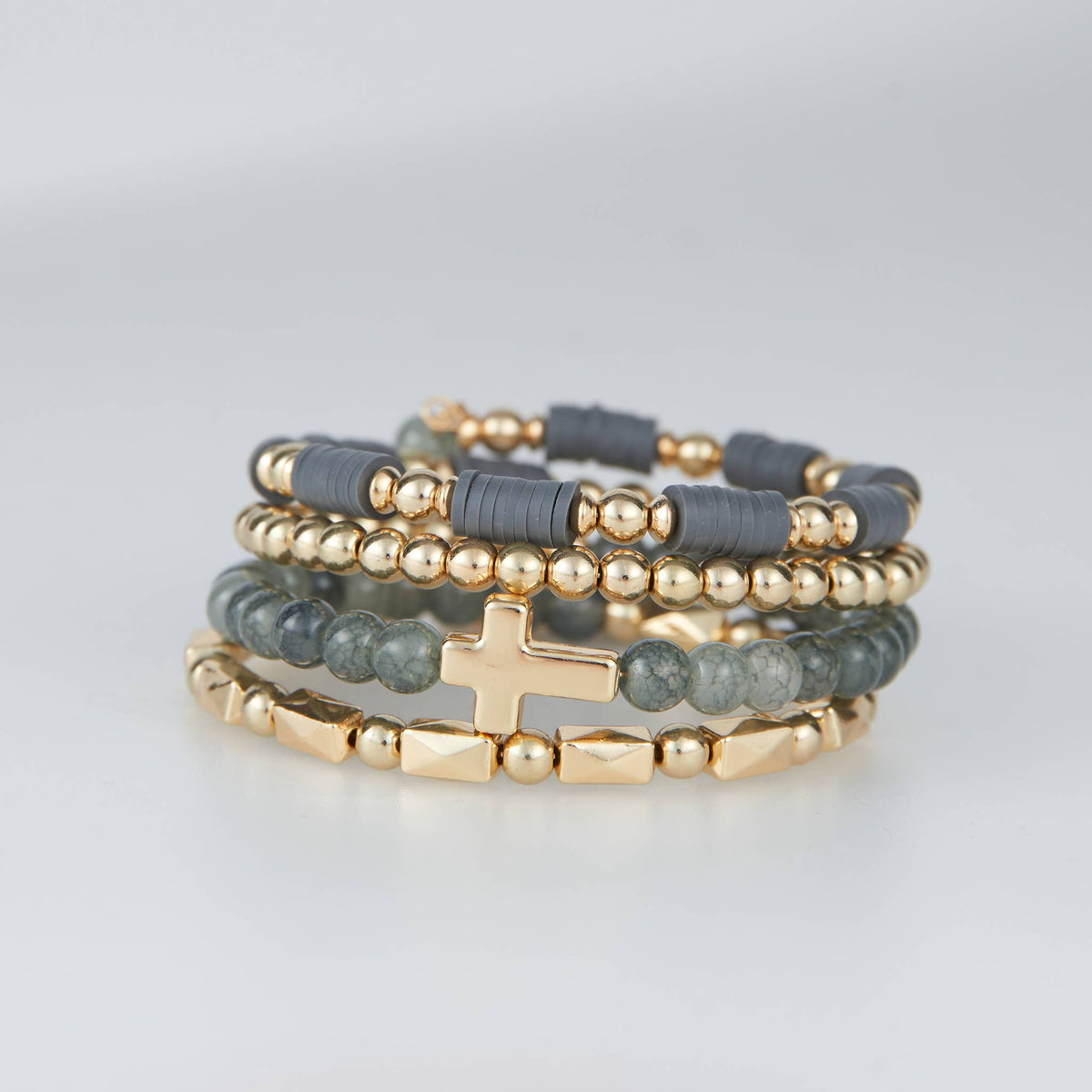 Inspirational Bracelet Solana Beaded Cross Coil Jewelry