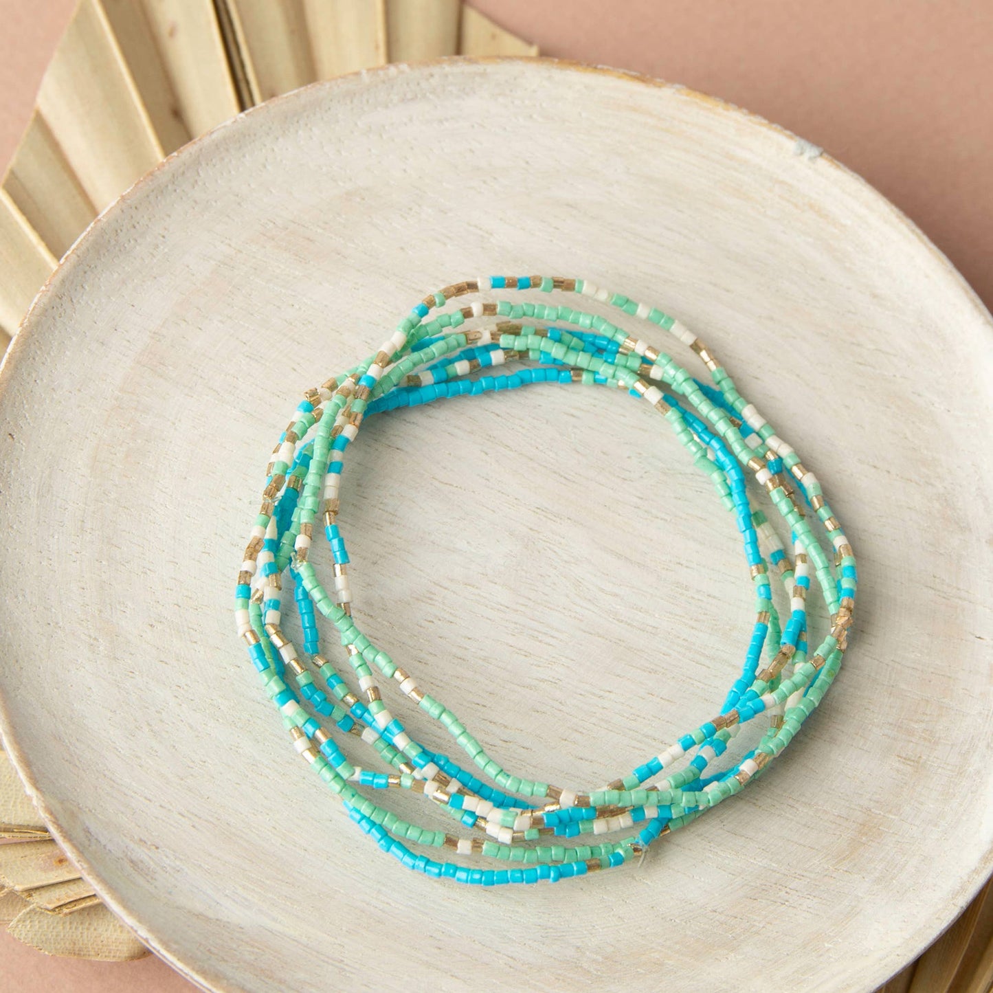 Saffron Multi-Row Elastic Bead Bracelet