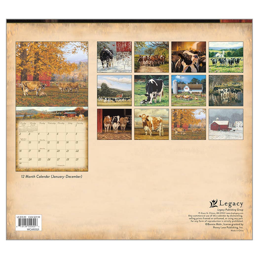 Cow 2025 Wall Calendar
