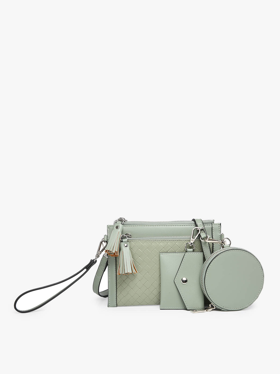 WL2083 Mirabel Woven Double Zip Crossbody/Wallet w/ Pouches