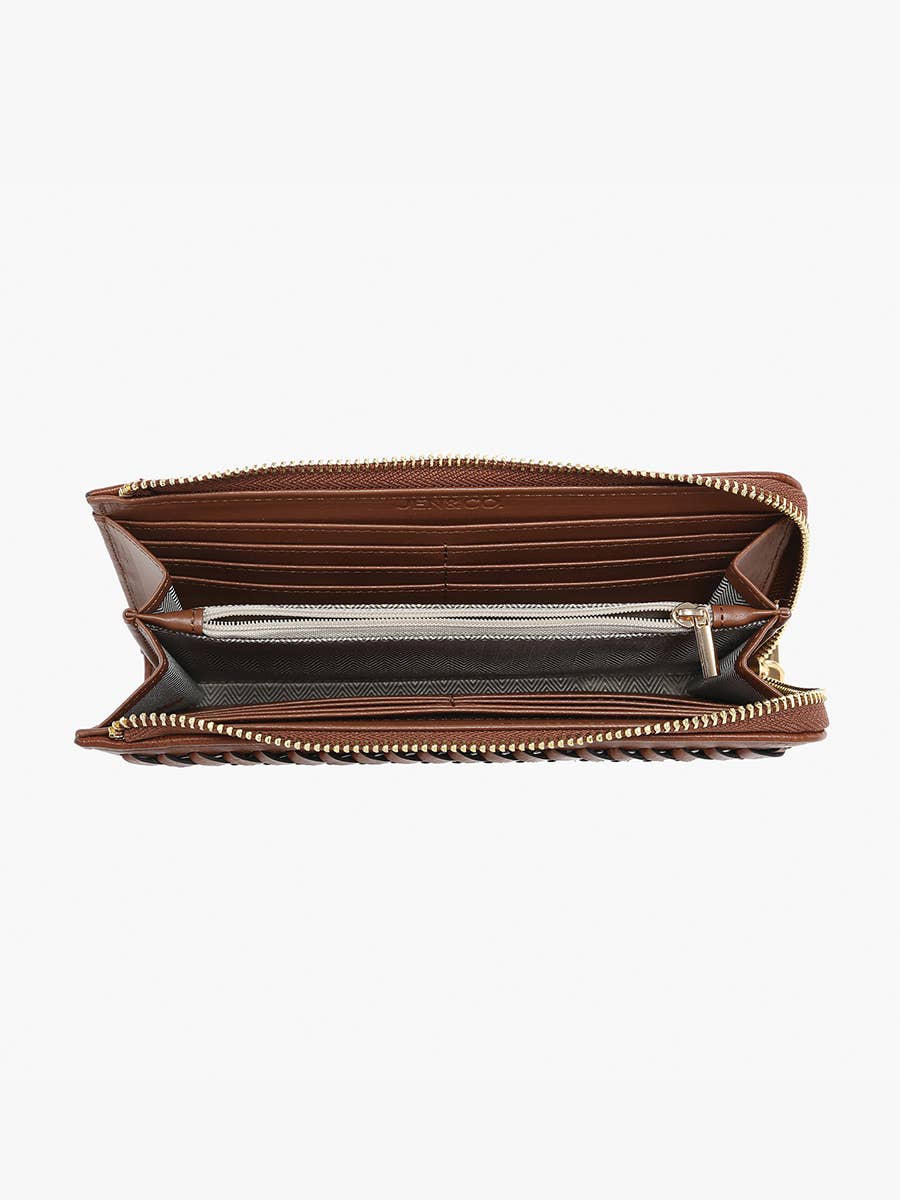 WL2620 Gia Braided Detail Zip-Top Wallet