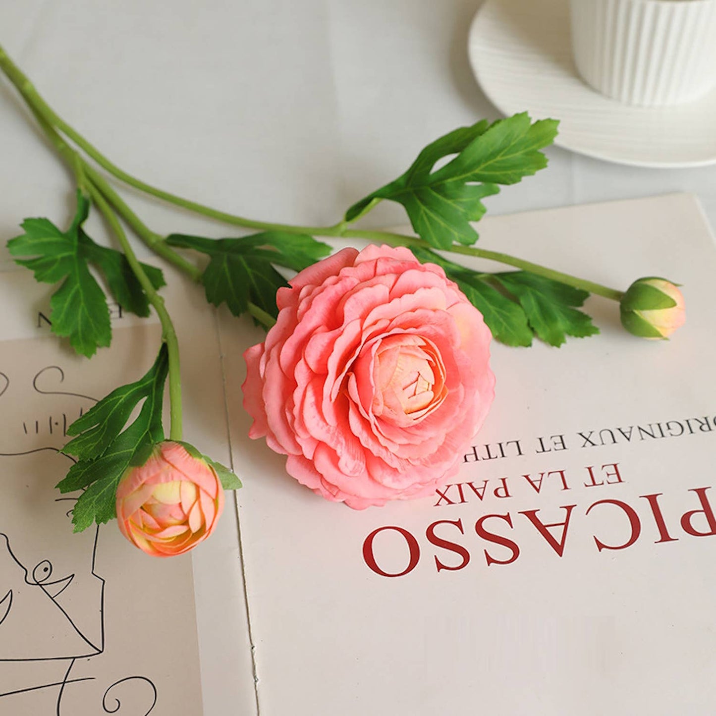 18"-Real Touch Ranunculus with 2 buds