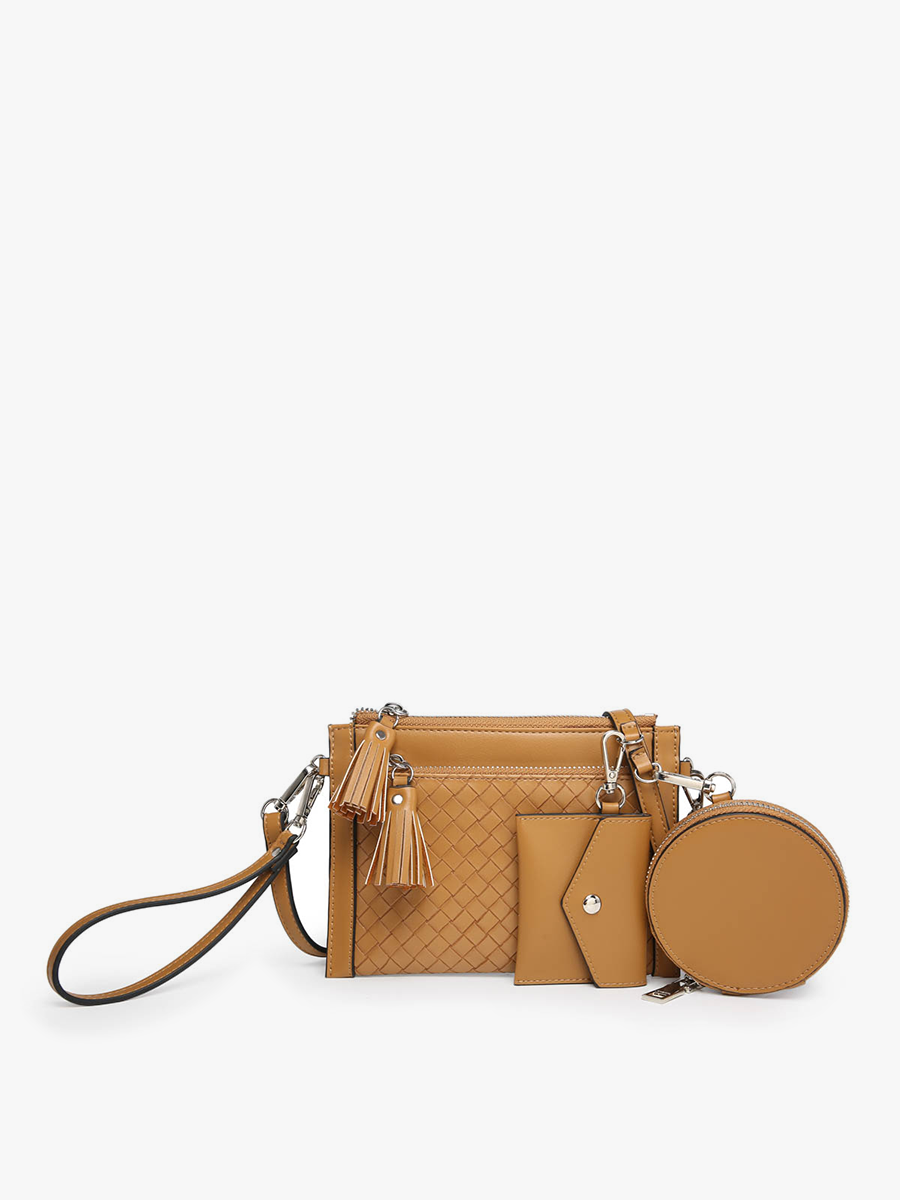 WL2083 Mirabel Woven Double Zip Crossbody/Wallet w/ Pouches