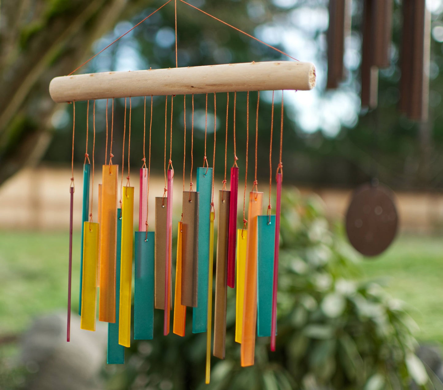 Glass Wind Chime - Tumbled Rectangle Design - Bodhi Colorway