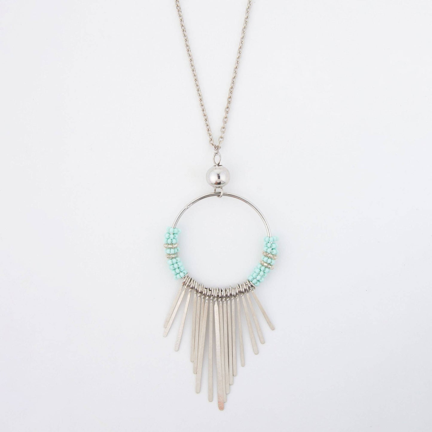 Jaliya Beaded Cascade Hoop 40" Long Pendant Necklace