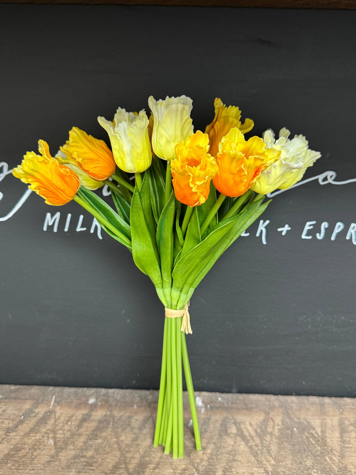 14"-1 Dozen-Elegant Colorful Real Touch Parrot Mini Tulip