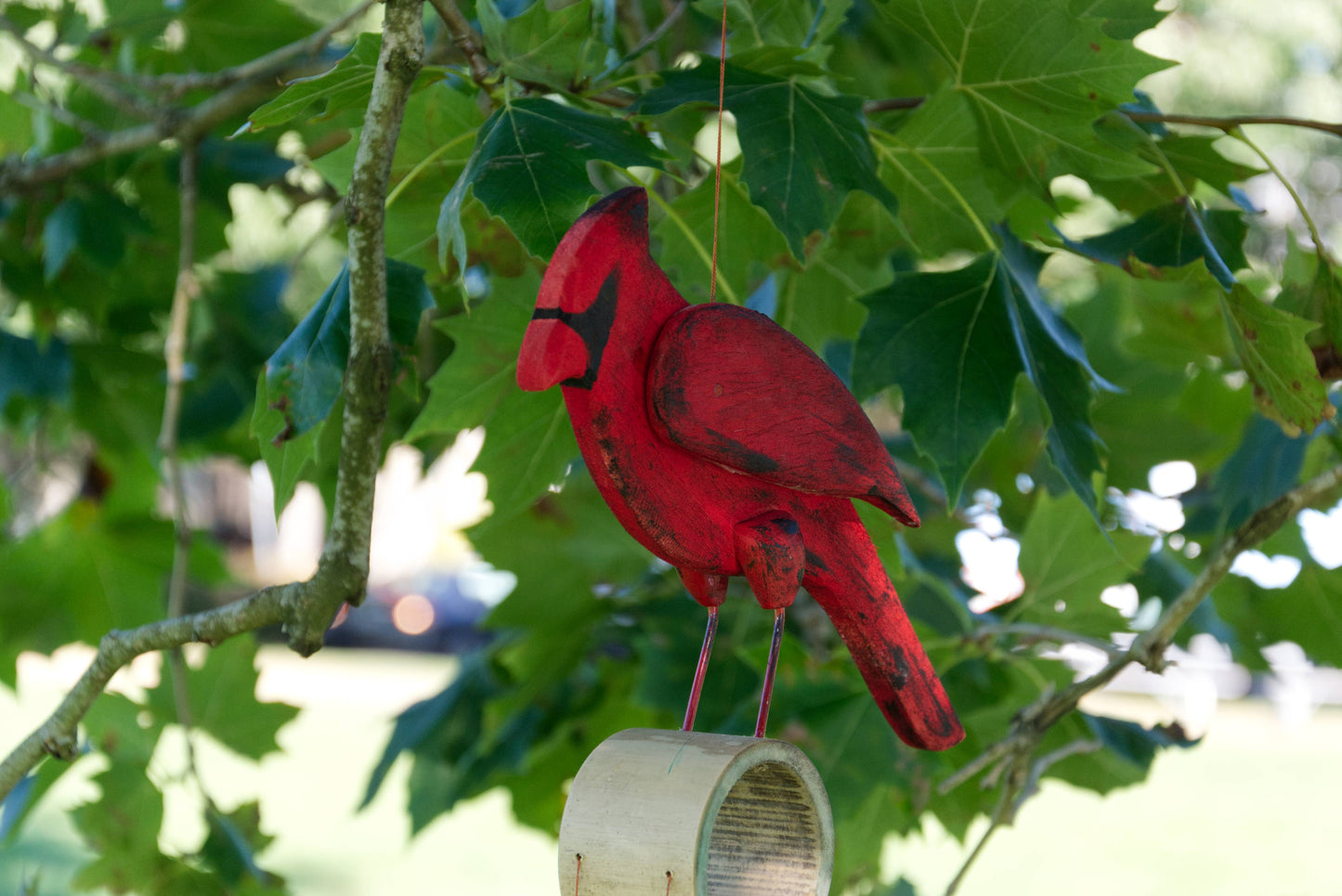 Cardinal Tumbled Glass Wind Chime