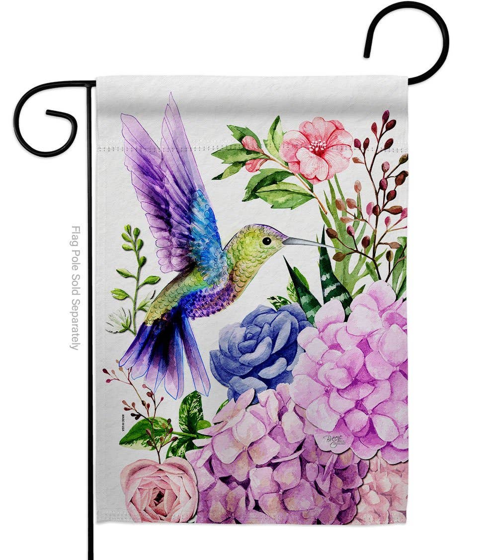 Purple Hummingbird Animals Bird Floral Decor Flag