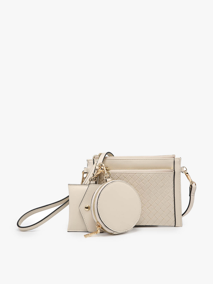 WL2083 Mirabel Woven Double Zip Crossbody/Wallet w/ Pouches