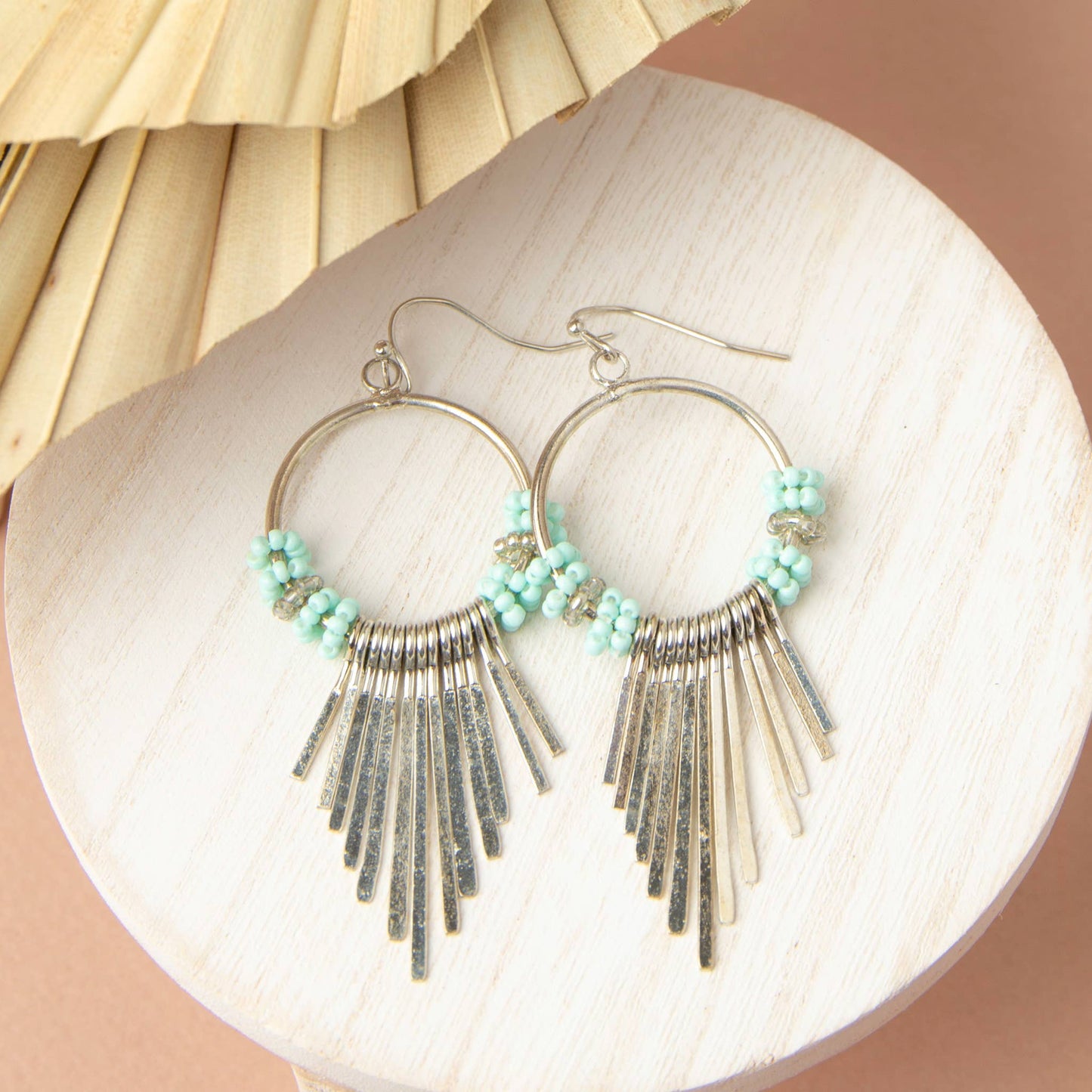 Jaliya Beaded Cascade Hoop Drop Earrings