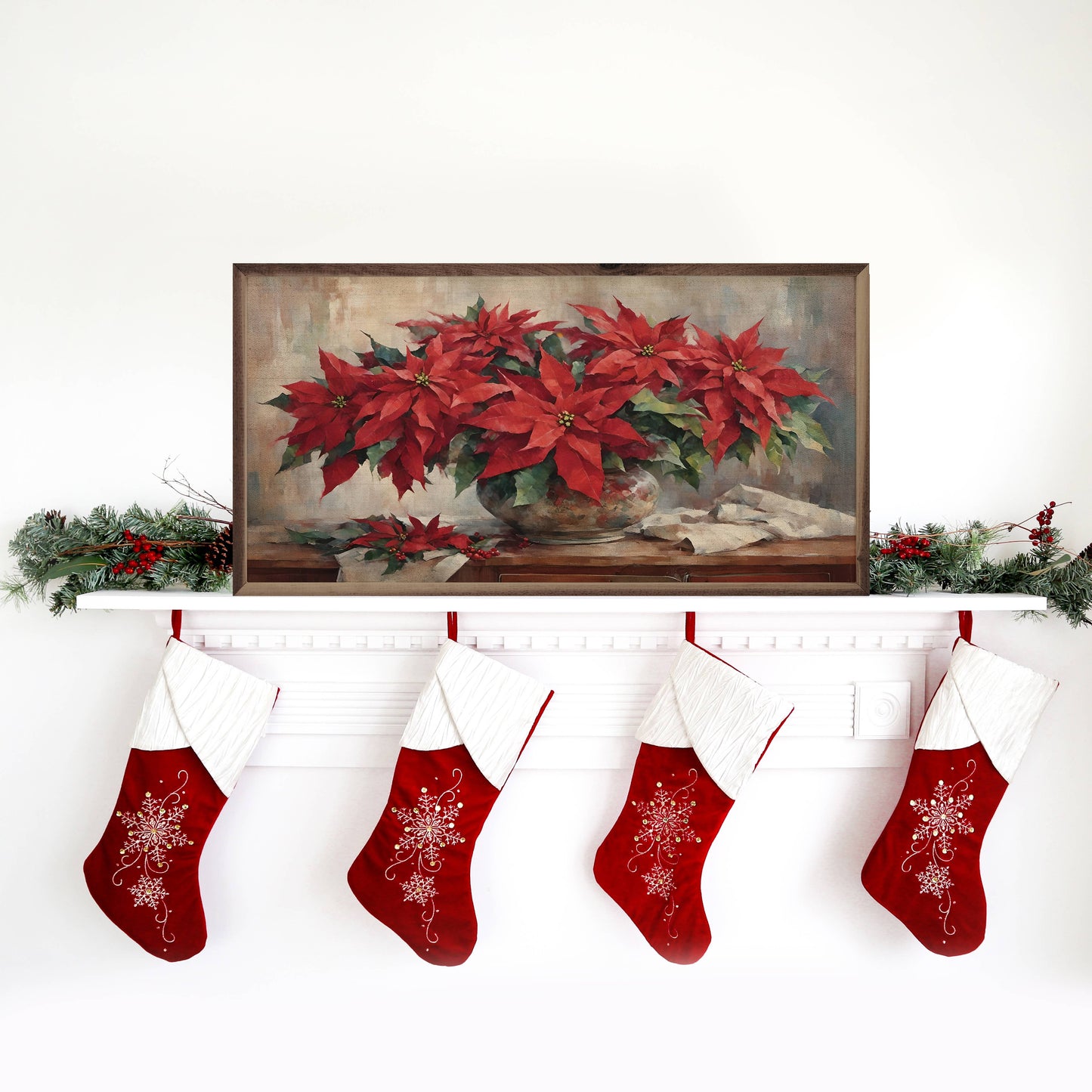 Poinsettia Bouquet On Table