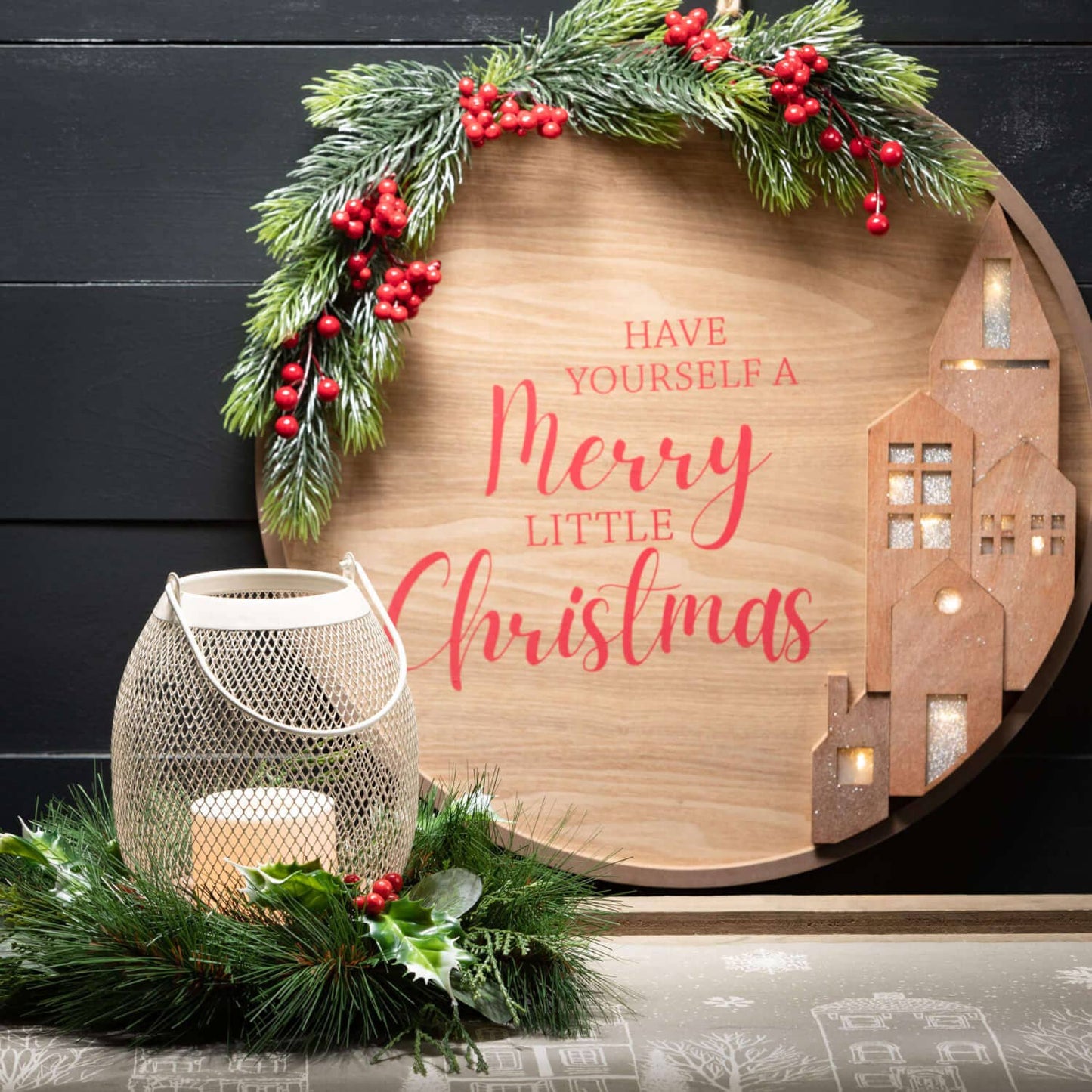 CHRISTMAS VILLAGE TABLE RUNNER