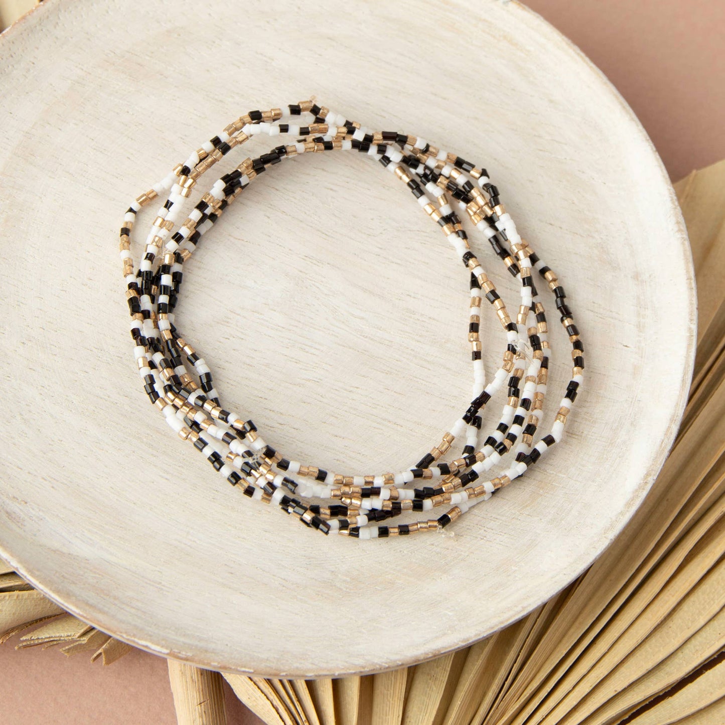 Saffron Multi-Row Elastic Bead Bracelet