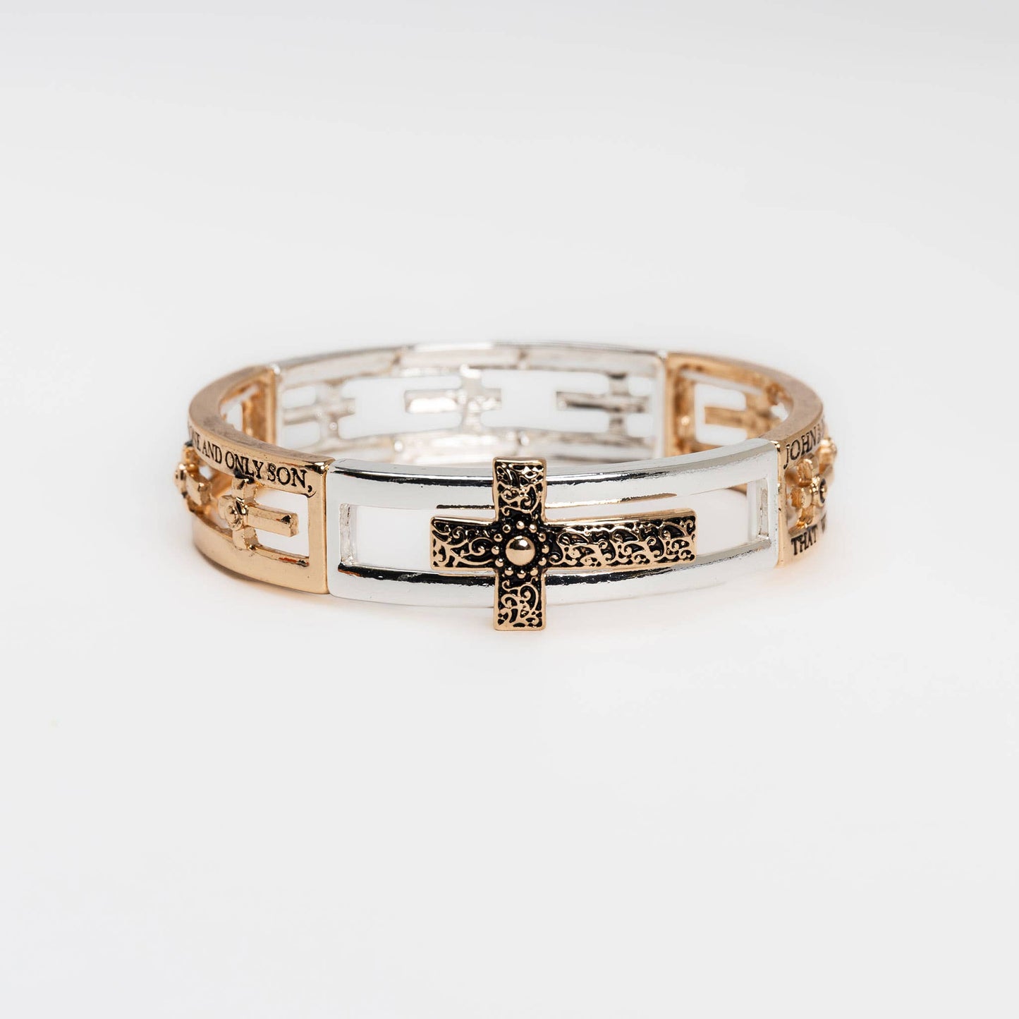 Two Toned Inspirational Nickel-Free Stretch Bracelets