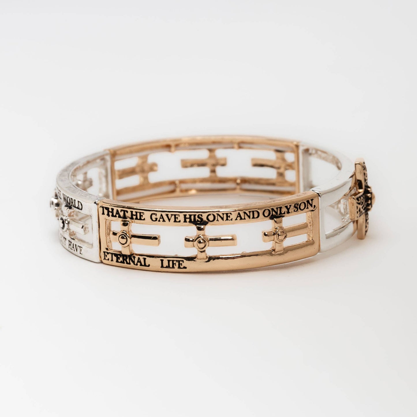 Two Toned Inspirational Nickel-Free Stretch Bracelets
