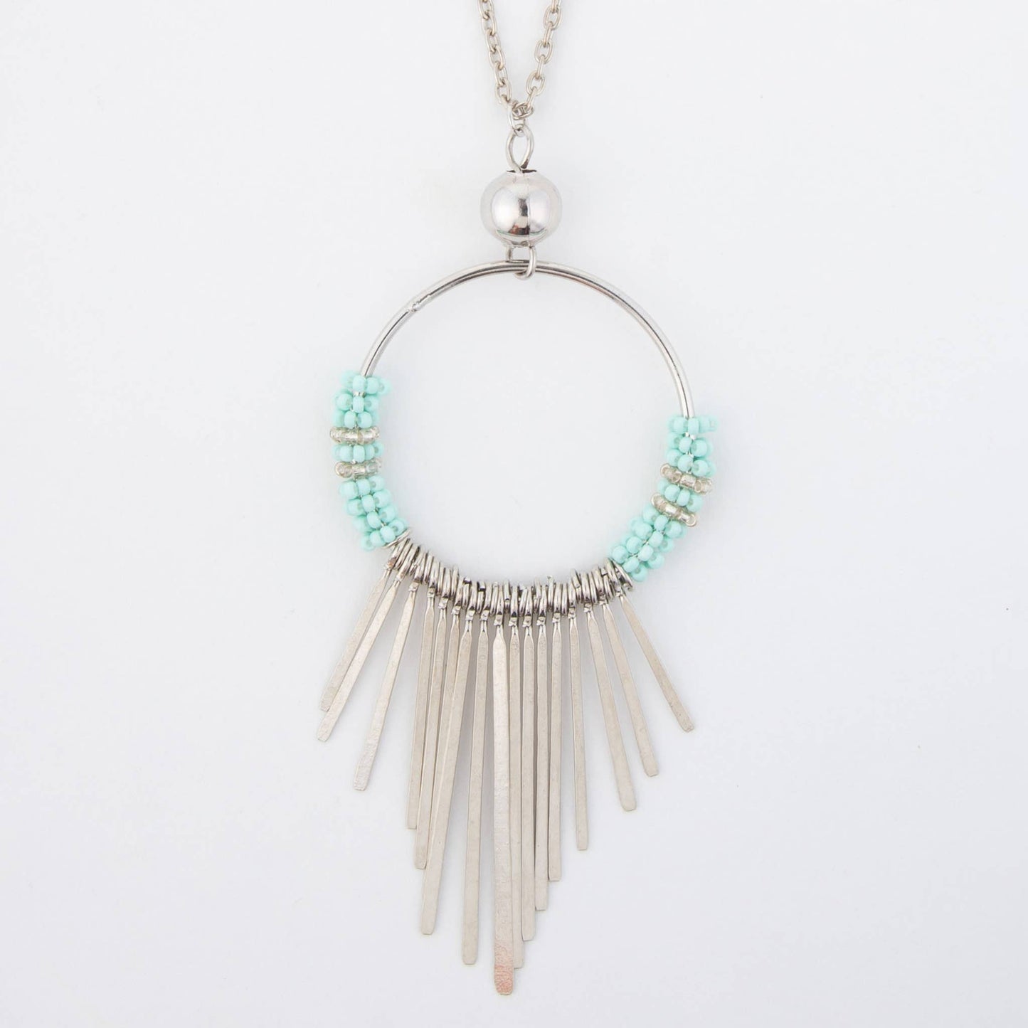 Jaliya Beaded Cascade Hoop 40" Long Pendant Necklace