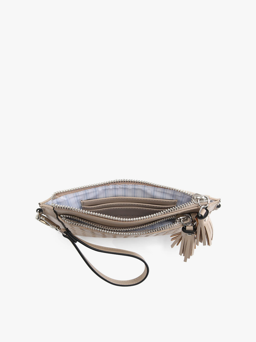 WL2083 Mirabel Woven Double Zip Crossbody/Wallet w/ Pouches