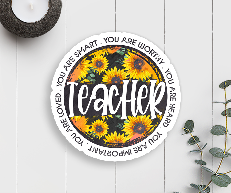 Teacher Sunflower Vinyl Sticker