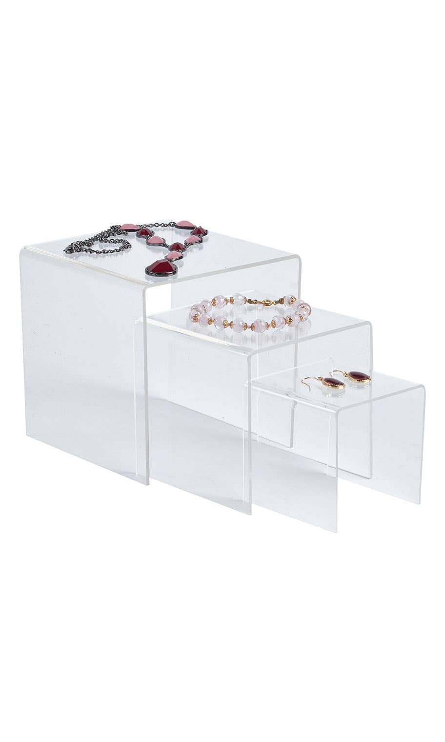 3", 4", 5" Square Nesting Acrylic Display Risers - Set Of 3