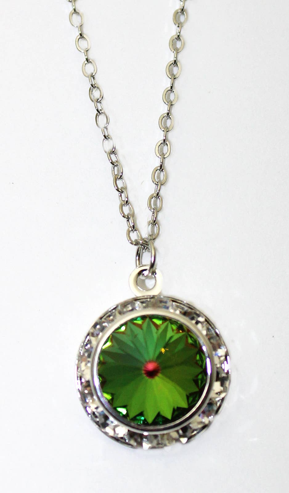 Rhinestone VM Aqua Pendant with 18" Silver Chain