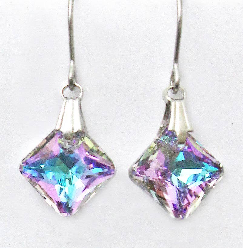 Crystal VL (Vitrail Light) Princess Cut Dangle Earring