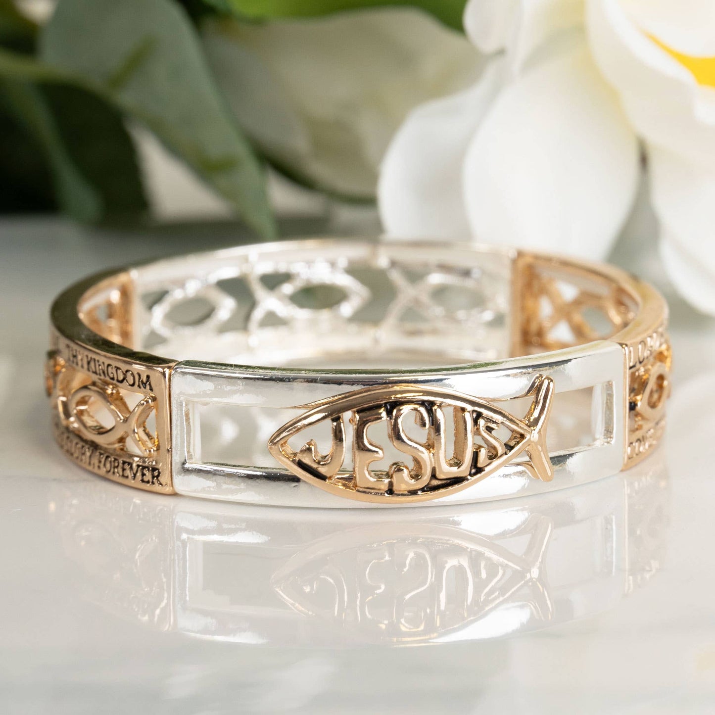 Two Toned Inspirational Nickel-Free Stretch Bracelets