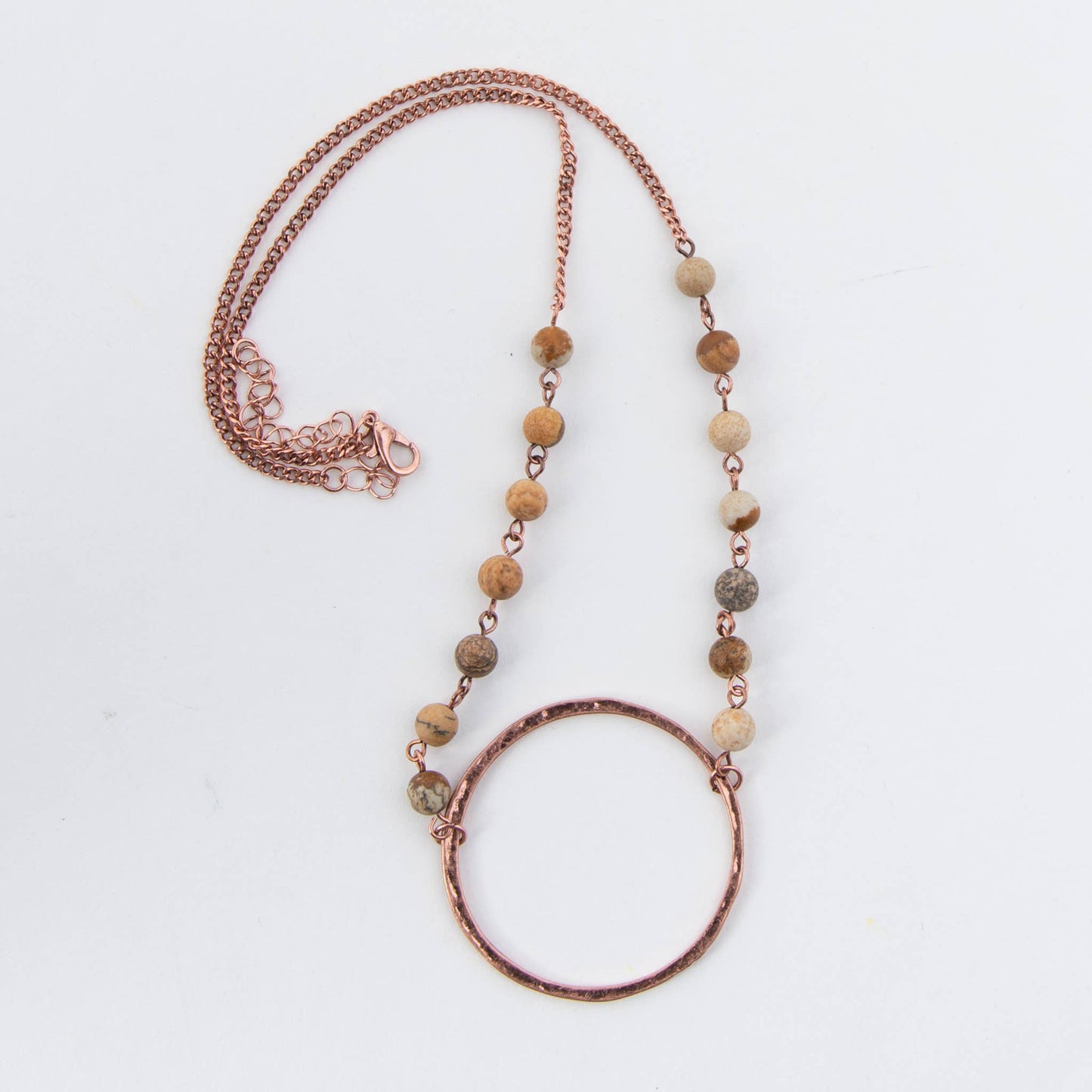 Harmony Genuine Picture Jasper Ring 20" Pendant Necklace