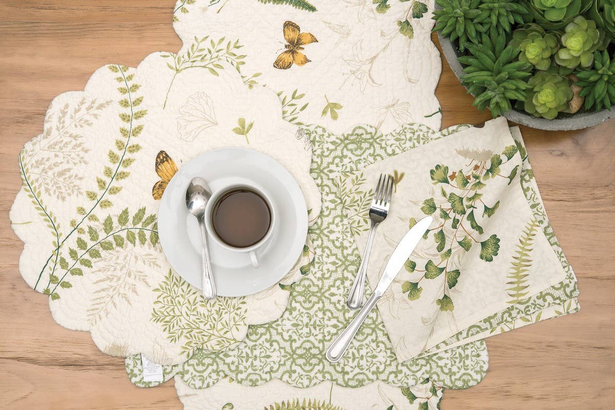 Althea Green Garden Botanical Table Runner