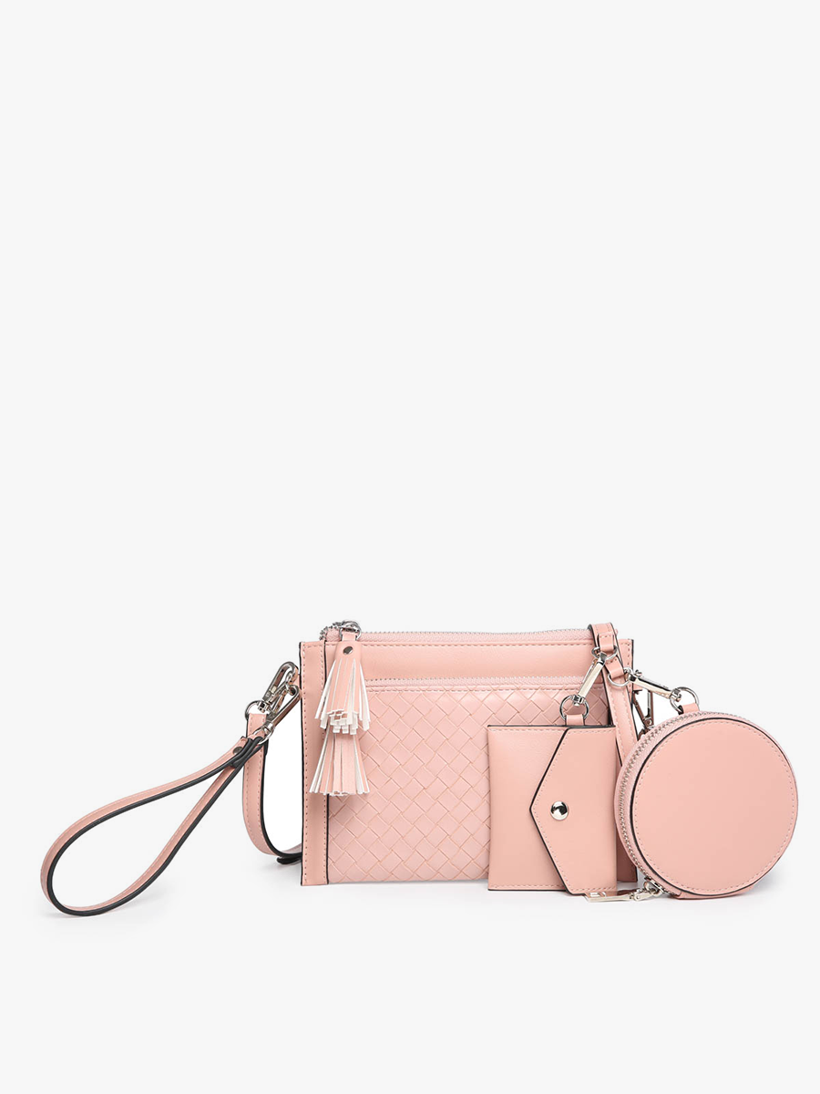 WL2083 Mirabel Woven Double Zip Crossbody/Wallet w/ Pouches