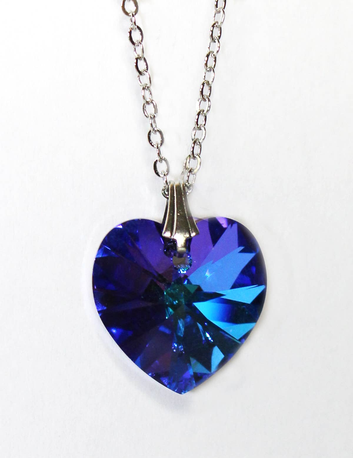 Crystal HL Heart Pendant on 18" Silver Colored Chain