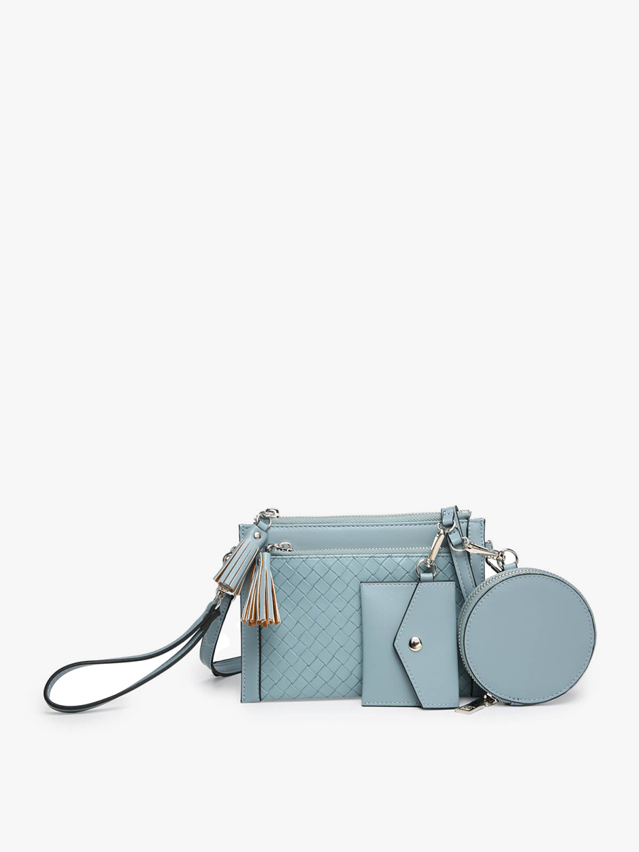 WL2083 Mirabel Woven Double Zip Crossbody/Wallet w/ Pouches