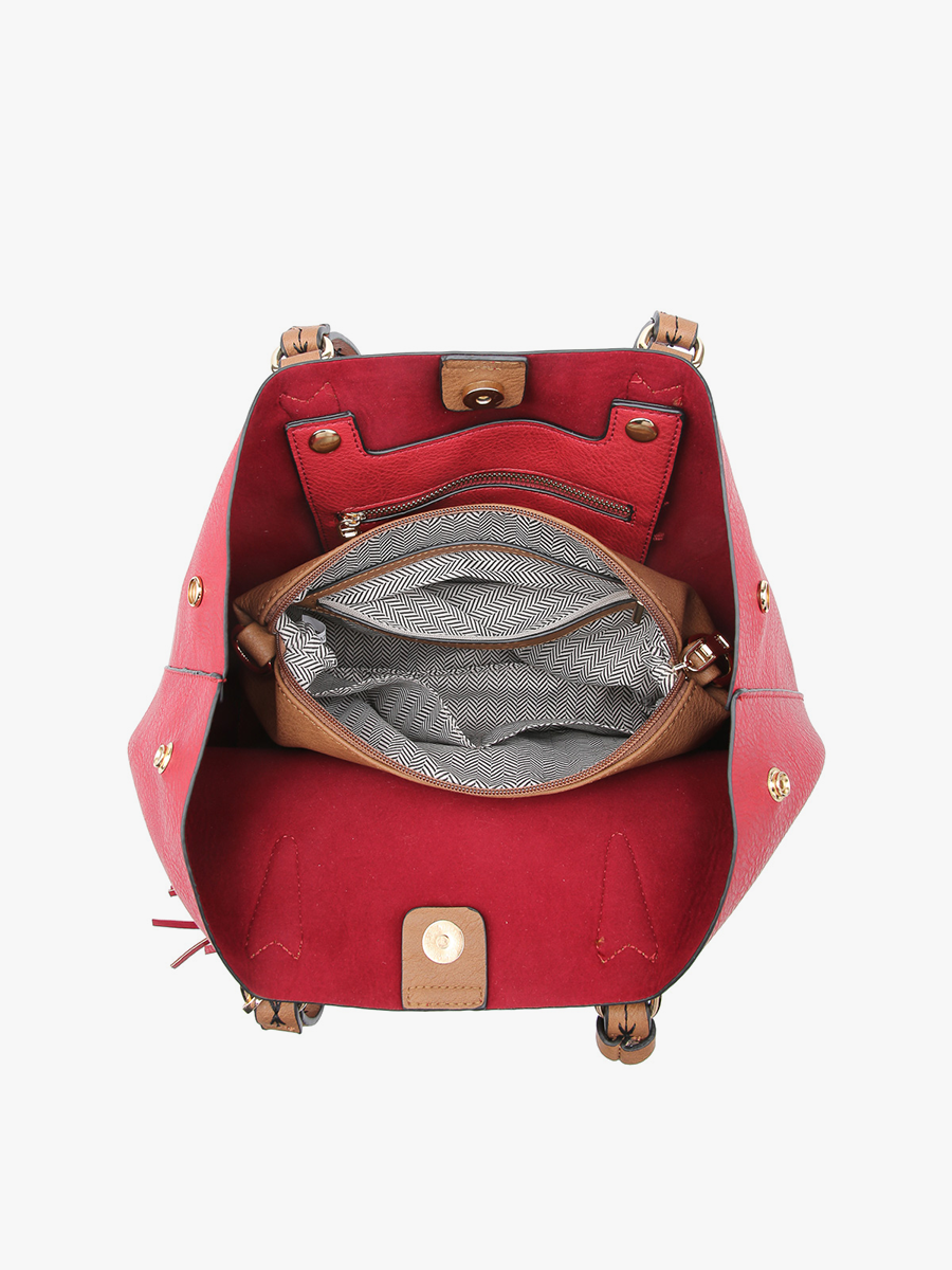 MJ1725 Aliza Large Tassel Monogrammable 2 in 1 Satchel
