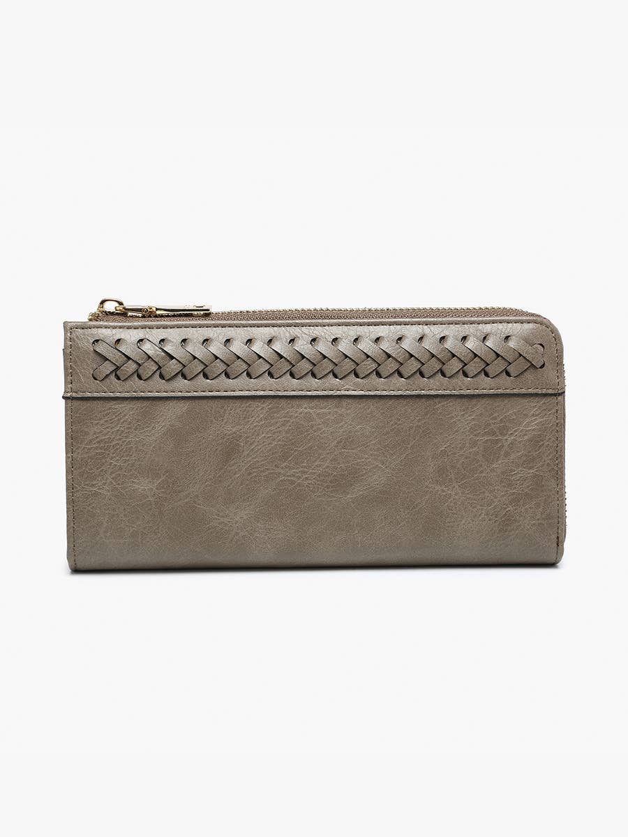 WL2620 Gia Braided Detail Zip-Top Wallet