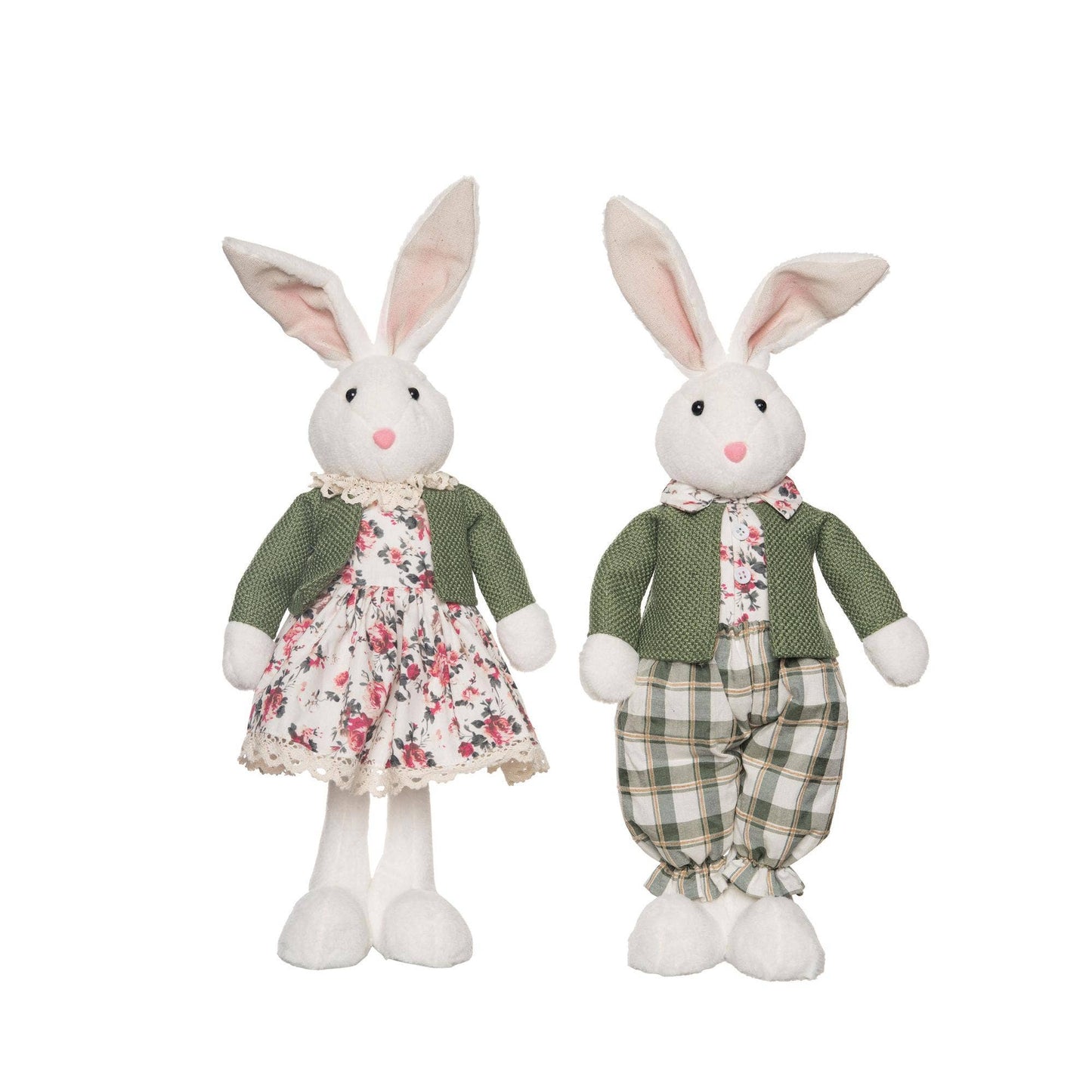 Transpac Plush Standing Cottage Bunny Set 2 Easter Décor
