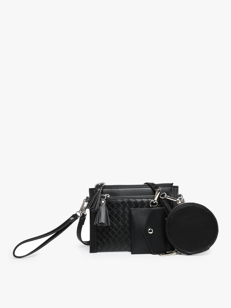 WL2083 Mirabel Woven Double Zip Crossbody/Wallet w/ Pouches