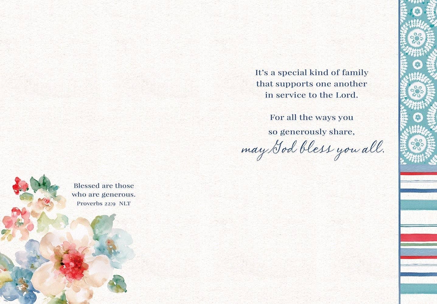 Blooms of Thanks Ministry- Pastor + Family TY Scripture Card