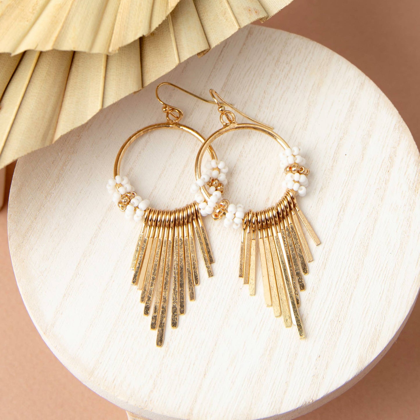 Jaliya Beaded Cascade Hoop Drop Earrings