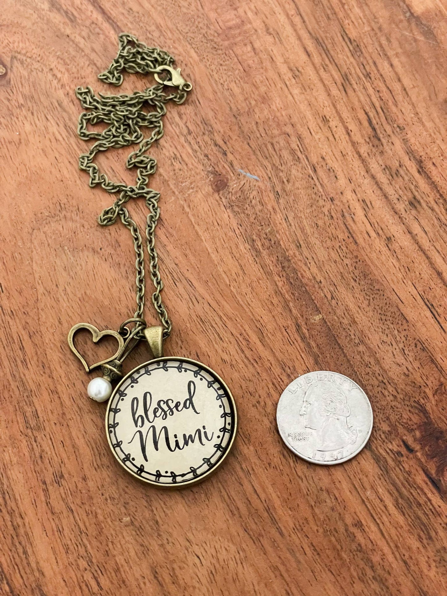 Blessed Mimi glass pendant inspirational necklace