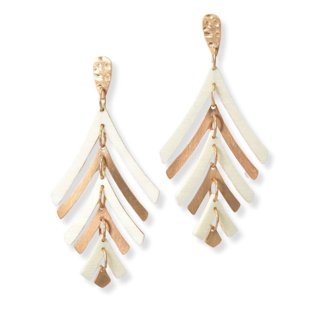 Geometric Wood N Metal Accent Dangle Earring