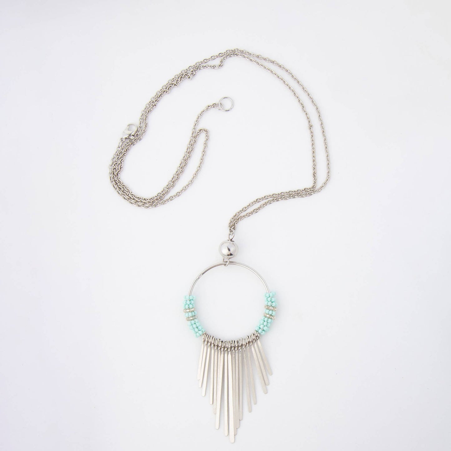 Jaliya Beaded Cascade Hoop 40" Long Pendant Necklace