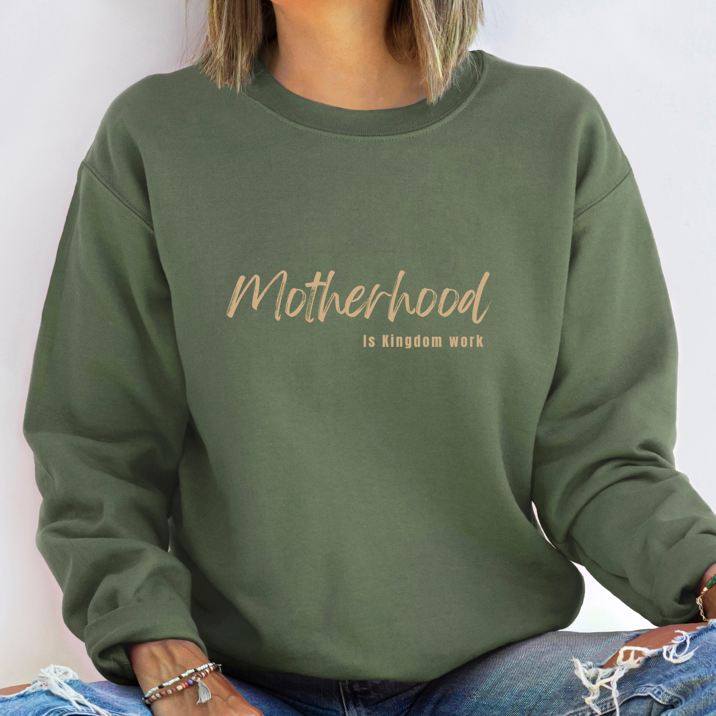 Motherhood is Kingdom Work Sweatshirt - Graphic Fall Tee