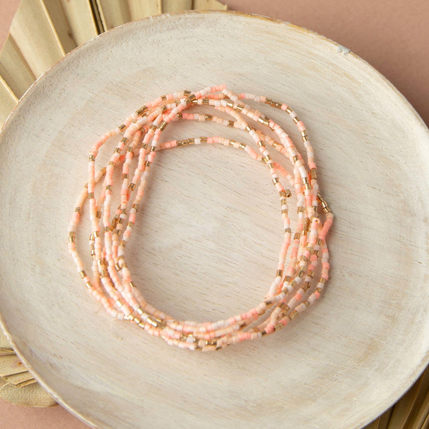 Saffron Multi-Row Elastic Bead Bracelet