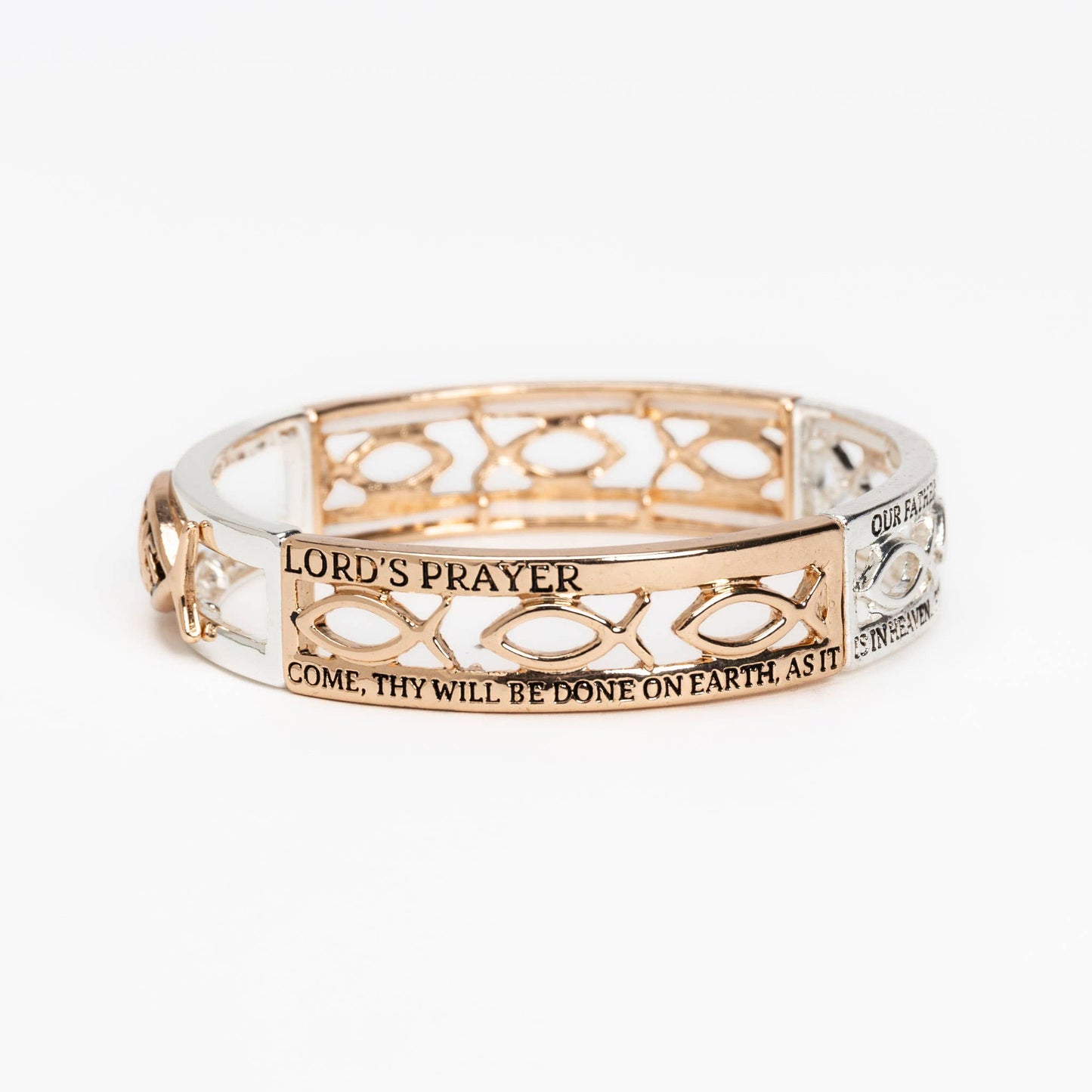 Two Toned Inspirational Nickel-Free Stretch Bracelets