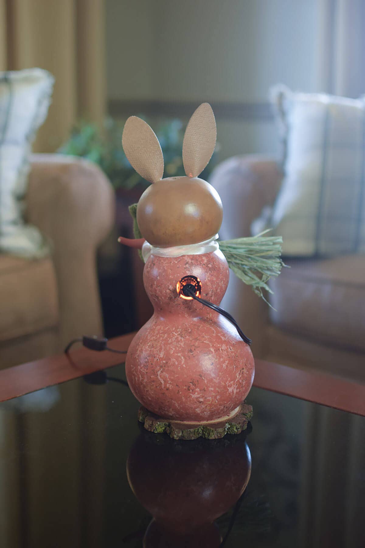 Willow Orange Bunny - Medium Lit Gourd Luminary