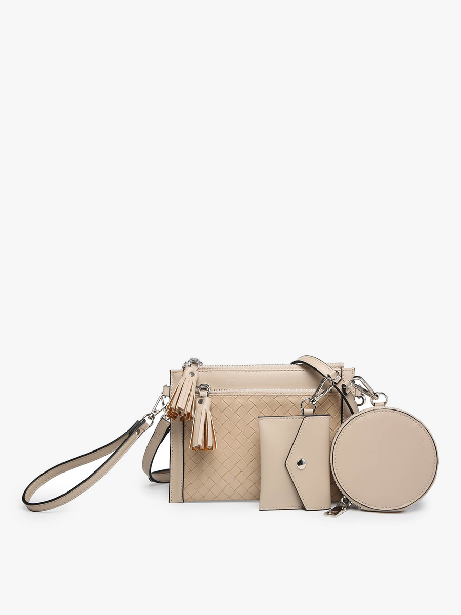 WL2083 Mirabel Woven Double Zip Crossbody/Wallet w/ Pouches